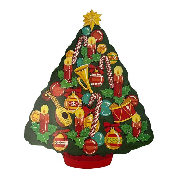 VTG Christmas Die Cut Eureka Cardboard Double Sided Decoration Lot of 5 Kitsch - Picture 5 of 13